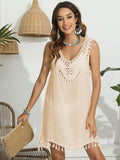 Tassel Scoop Neck Wide Strap Cover-Up - Hovatok