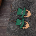 Wooden Hat Shape Dangle Earrings - Hovatok