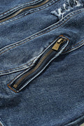 Fake Two-Piece Hooded Zip-Up Denim Jacket - Hovatok