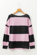 High-Low Color Block Round Neck Long Sleeve T-Shirt - Hovatok