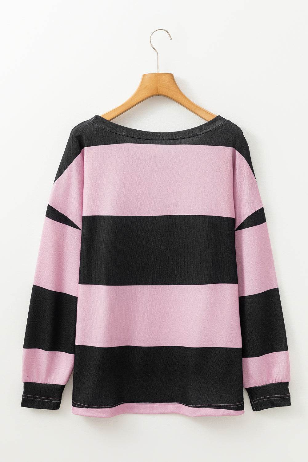 High-Low Color Block Round Neck Long Sleeve T-Shirt - Hovatok