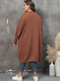 Plus Size Long Sleeve Pocketed Cardigan - Hovatok