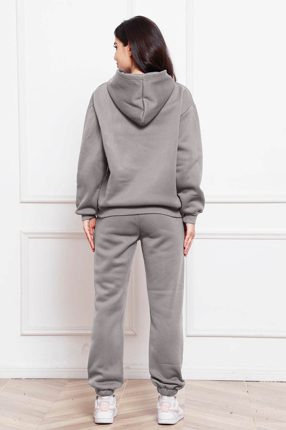 Drop Shoulder Long Sleeve Hoodie and Pants Set - Hovatok