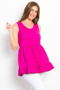 Be Stage Ruffled Sleeveless Babydoll Top - Hovatok
