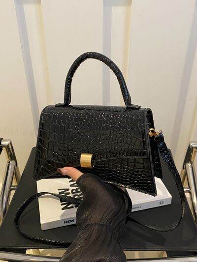 Solid Color PU Leather Handbag - Hovatok