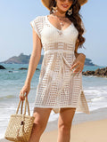 Openwork V-Neck Cap Sleeve Cover-Up - Hovatok