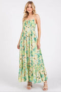 Mittoshop Floral Smocked Back Ruffled Hem Maxi Cami Dress - Hovatok