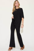 Basic Bae Full Size Bamboo Drop Shoulder T-Shirt and Flare Pants Set - Hovatok