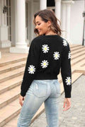 Angel Wings Flower Pattern Round Neck Short Sleeve Pullover Sweater - Hovatok