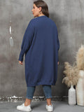 Plus Size Long Sleeve Pocketed Cardigan - Hovatok
