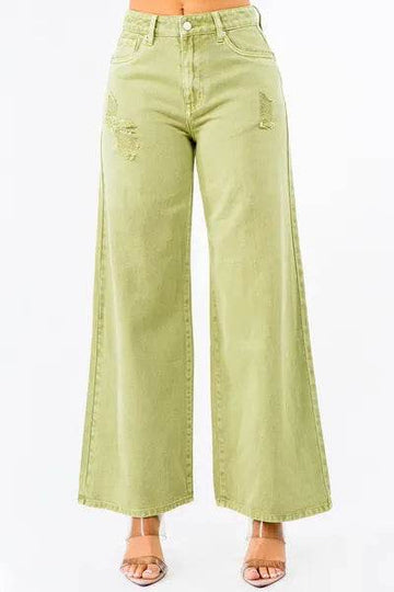 American Bazi High Waist Distressed Wide Leg Jeans - Hovatok