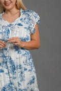 Umgee Full Size Two Tone Landscape Print Midi Dress Plus Size - Hovatok