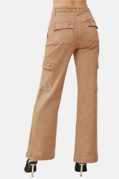 RISEN Full Size High Rise Wide Leg Cargo Jeans - Hovatok