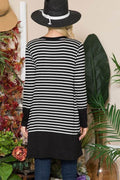 Celeste Full Size Striped Button Up Long Sleeve Cardigan Plus Size - Hovatok