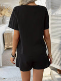 Devine Tied V-Neck Short Sleeve Top and Shorts Set - Hovatok