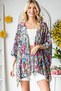 Heimish Full Size Multi Color Snake Open Cardigan Plus Size - Hovatok