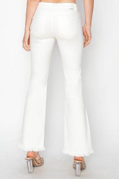 RISEN Full Size Tummy Control Crop Flare Step Hem Pants - Hovatok