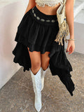 Devine High-Low Ruched Layered Skirt - Hovatok