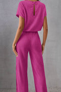 Round Neck Short Sleeve Jumpsuit - Hovatok
