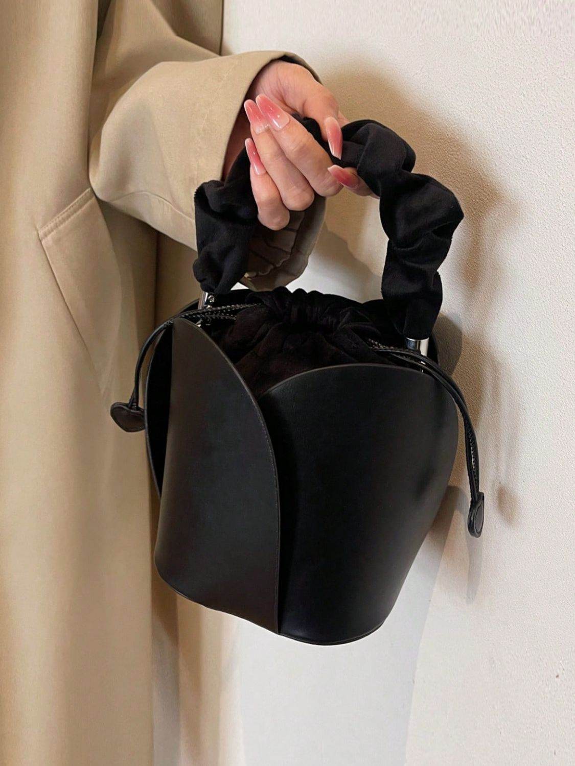 PU Leather Drawstring Bucket Bag - Hovatok