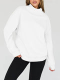 Mock Neck Drop Shoulder Long Sleeve Sweatshirt - Hovatok