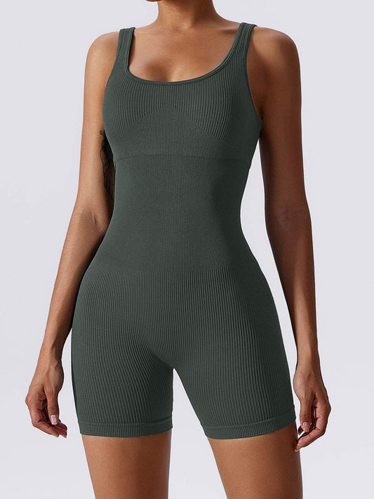 Basic Bae Ribbed Sleeveless Active Romper - Hovatok
