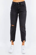 American Bazi High Waist Distressed Cropped Straight Jeans - Hovatok