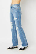 Judy Blue Full Size Distressed Raw Hem Bootcut Jeans - Hovatok