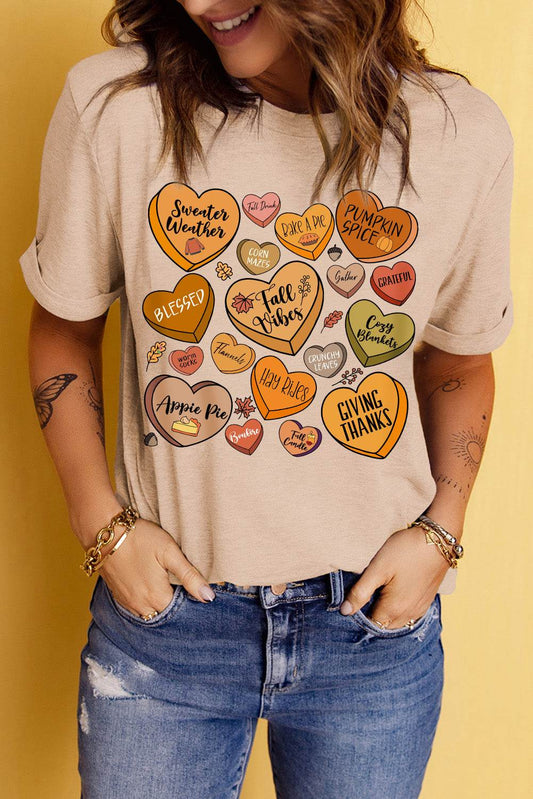 Heart Graphic Round Neck Short Sleeve T-Shirt - Hovatok