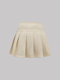Buckle Decor Pleated Mini Skirt - Hovatok