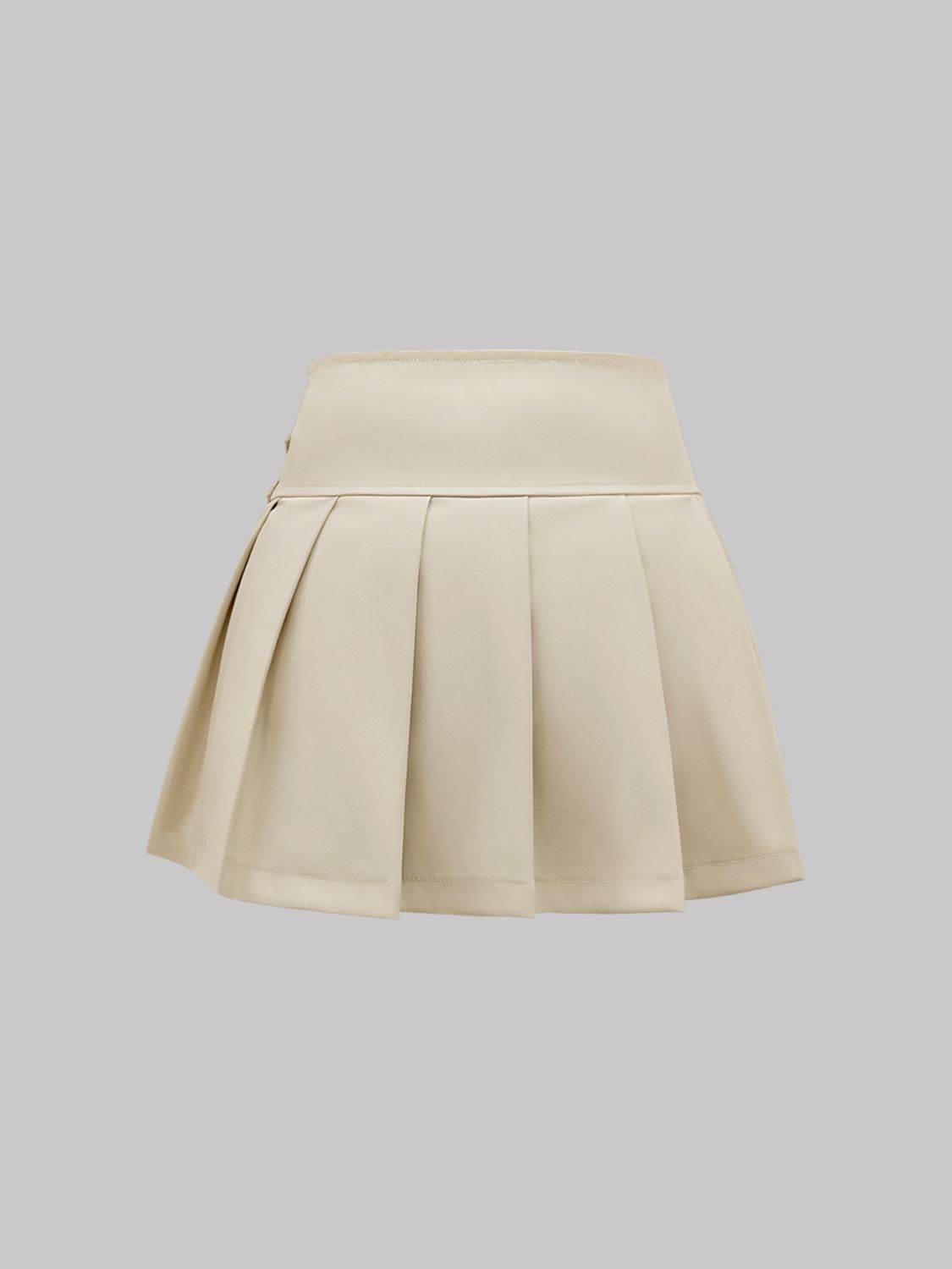 Buckle Decor Pleated Mini Skirt - Hovatok
