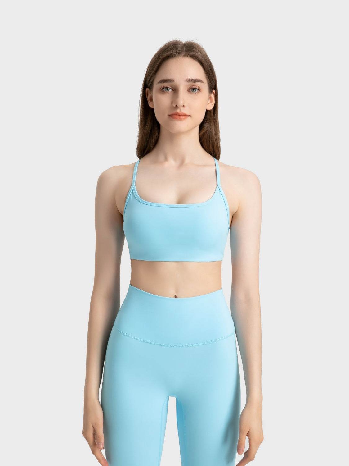 Millennia Crisscross Back Scoop Neck Active Cami with Detachable Chest Pads - Hovatok