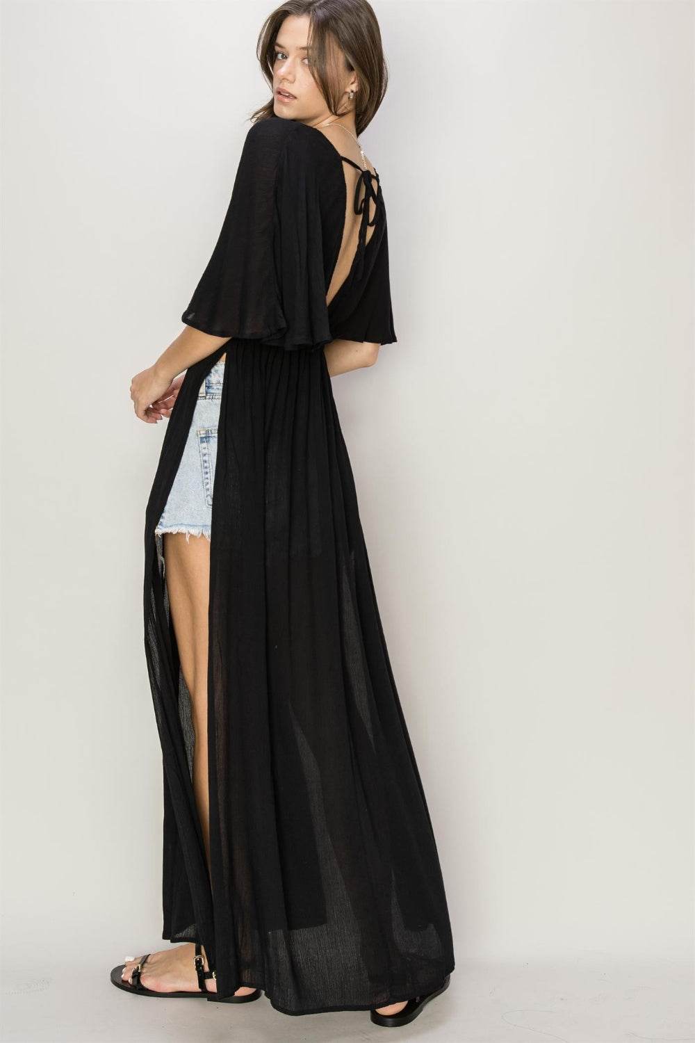HYFVE Tie Back Maxi Split Cover Up Dress - Hovatok