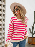 Angel Wings Striped Drop Shoulder Knit Top - Hovatok