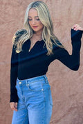And The Why Full Size Johnny Collar Long Sleeve Ribbed Bodysuit - Hovatok