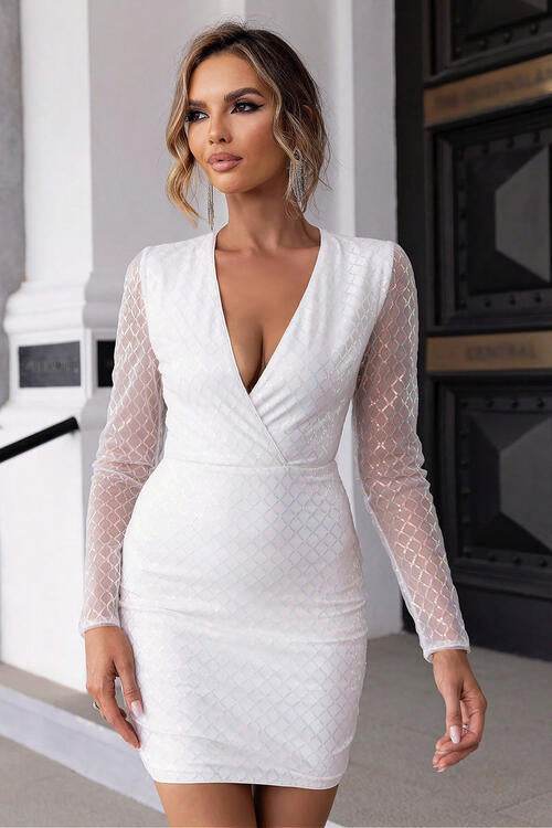 Cutout Sequin Mesh Mini Dress - Hovatok