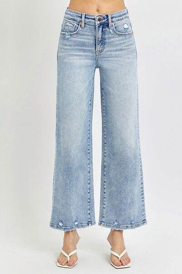 RISEN Full Size Tummy Control High Rise Crop Wide Leg Jeans - Hovatok