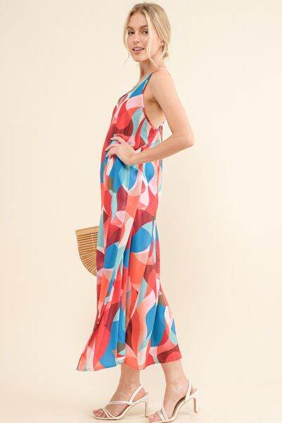 And the Why Printed Crisscross Back Cami Dress - Hovatok