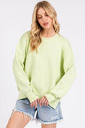 Mittoshop Side Slit Round Neck Drop Shoulder Sweater - Hovatok