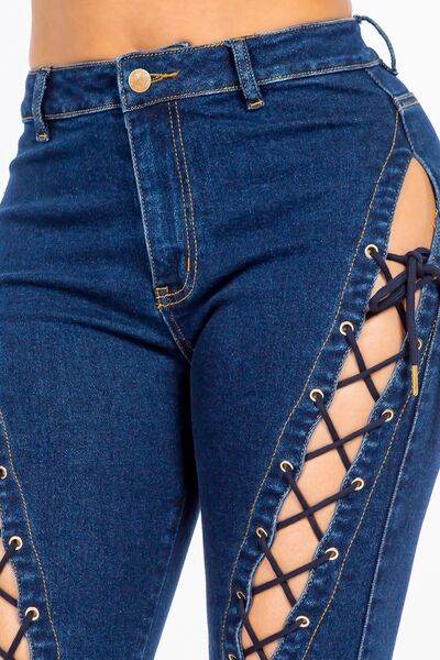 American Bazi High Rise Lace Up Jeans - Hovatok