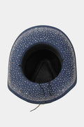 Fame Rhinestone Wide Brim Denim Hat - Hovatok
