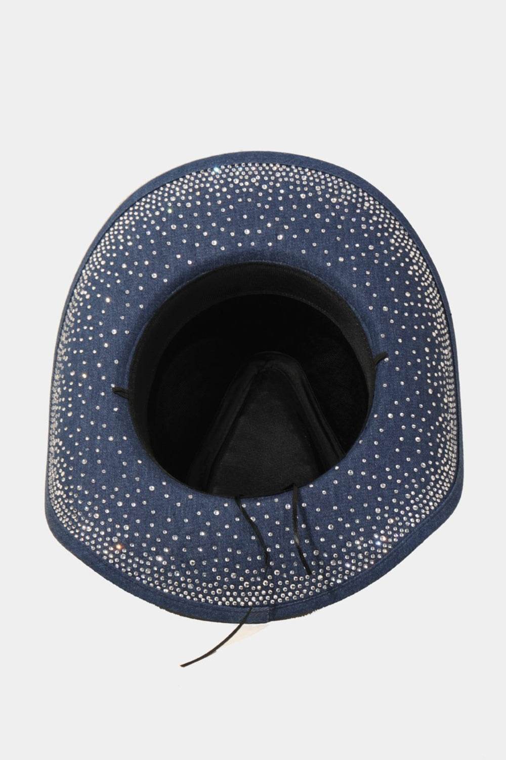 Fame Rhinestone Wide Brim Denim Hat - Hovatok