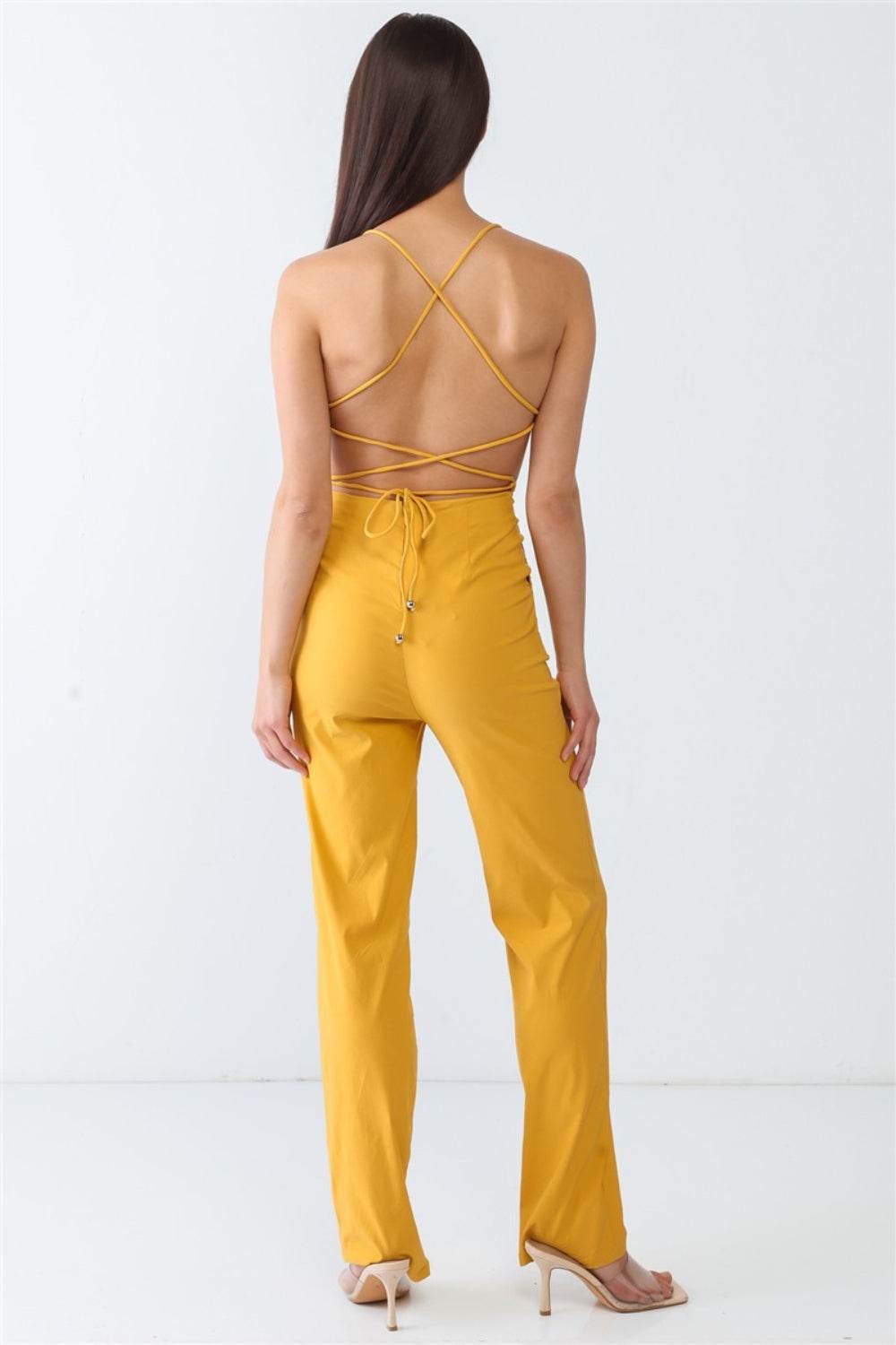 Doreli Group Backless Tied Spaghetti Strap Sleeveless Jumpsuit - Hovatok