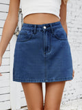 Solid Mini Denim Skirt - Hovatok