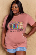 Simply Love Full Size BOOKS ARE MY LOVE LANGUAGE Graphic Cotton Tee - Hovatok