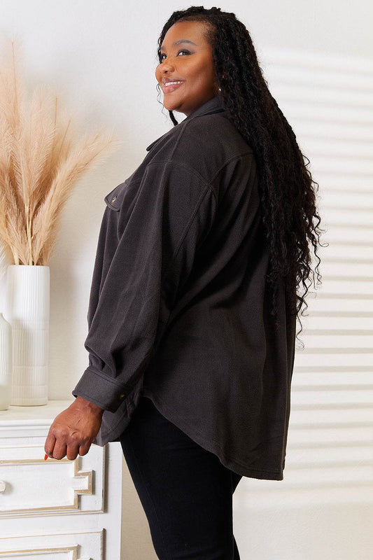 Heimish Cozy Girl Full Size Button Down Shacket - Hovatok