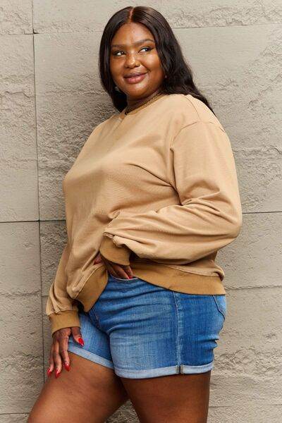 Full Size Round Neck Long Sleeve Sweatshirt - Hovatok