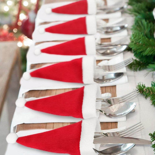 20-Piece Christmas Hat Cutlery Holders - Hovatok