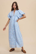 Annie Wear Floral Smock Detail Puff Sleeve Dress - Hovatok