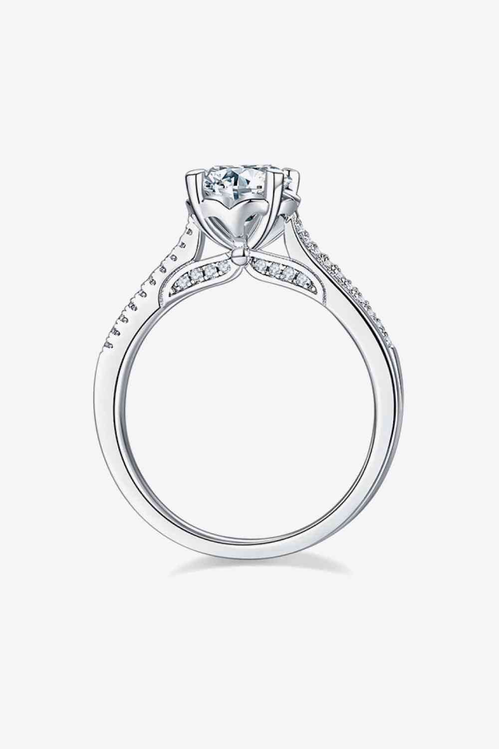 Adored 1 Carat Moissanite 925 Sterling Silver Side Stone Ring - Hovatok